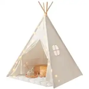 Spielzelt Tiny Land Tipi für Kinder mit Matte & Lichterkette