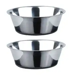Hundenapf PEGGY11 Tief, Edelstahl, 2er Pack, rutschfestes Silikon