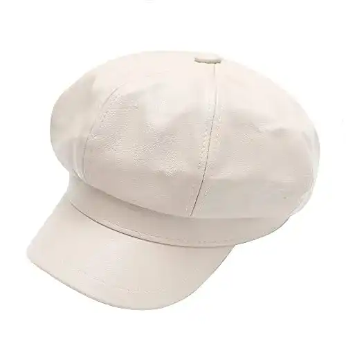 Ballonmütze ZLYC Unisex PU Leder Schirmmütze Retro Klassisch