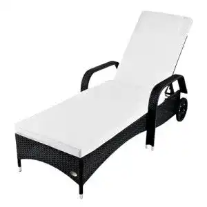 Sonnenliege (Rattan) RS Trade ‘Toscana XXL’ mit Rollen, Auflage