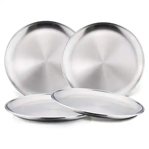 Kinderteller COTOM 18/8 Edelstahl Teller, Metall 304, 4 Pack