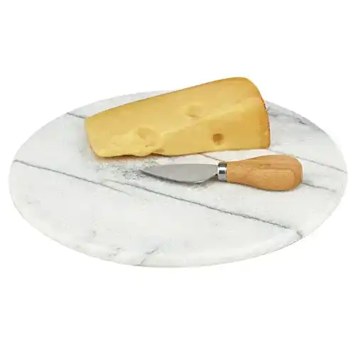 Marmorplatte mDesign Servierplatte – rundes Tablett aus Marmor