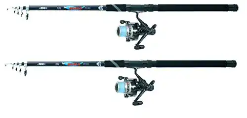 Teleskoprute GenWJ 2 x Jenzi Allround Hecht Karpfen Zander Forelle mit Rolle und Schnur Angelset