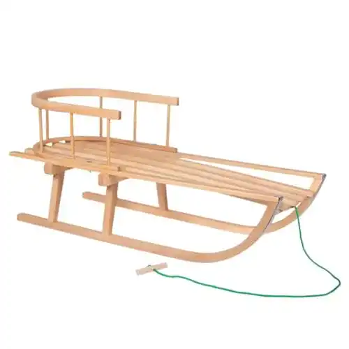 Holzschlitten mit Lehne BAS Holzschlitten mit Rückenlehne