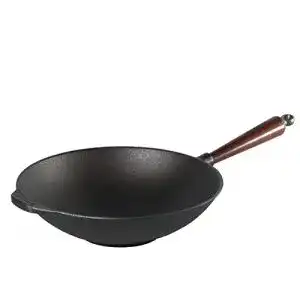 Wok Gusseisen SKEPPSHULT 0865T Wok 3.5 Liter mit Holzgriff