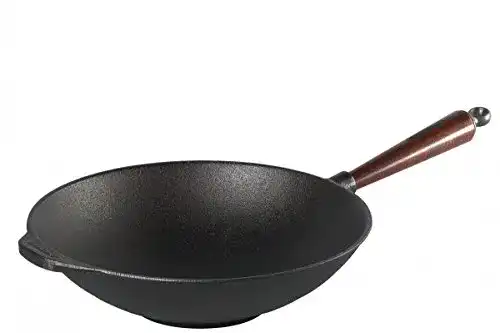 Wok Gusseisen SKEPPSHULT 0865T Wok 3.5 Liter mit Holzgriff