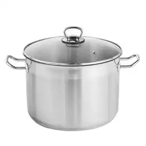 Kochtopf 10 Liter HI Universaltopf mit Glasdeckel, Edelstahl