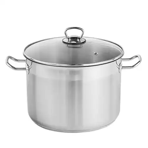 Kochtopf 10 Liter HI Universaltopf mit Glasdeckel, Edelstahl