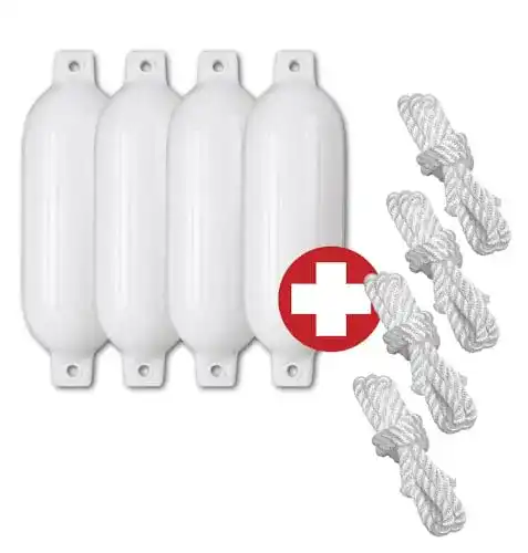 Bootsfender Compass 4-er Set 4 Fenderleinen Größe M