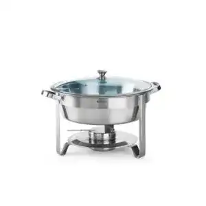 Chafing Dish Hendi, Rund, mit Glasdeckel, 3,5L, ø390x(H)270mm
