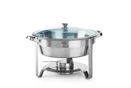 Chafing Dish Hendi, Rund, mit Glasdeckel, 3,5L, ø390x(H)270mm