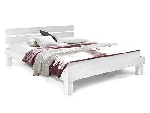 Futonbett 180 x 200 moebel-eins Massivholzbett Pumba, Weiss