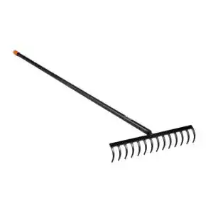 Harke Fiskars Rechen mit 14 Zinken, Breite: 36 cm, Aluminiumstiel