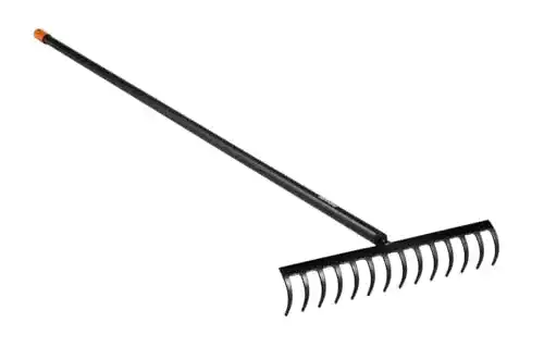 Harke Fiskars Rechen mit 14 Zinken, Breite: 36 cm, Aluminiumstiel