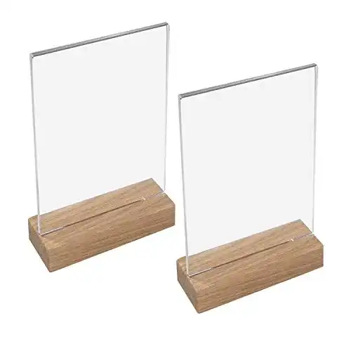 Tischaufsteller HMF 46942 Acryl mit Holzfuß | 2 Stück | DIN A5