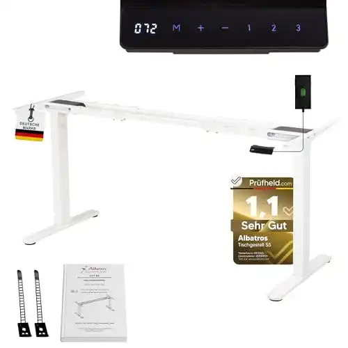 Höhenverstellbarer Schreibtisch ALBATROS, Lift S5W, Weiss