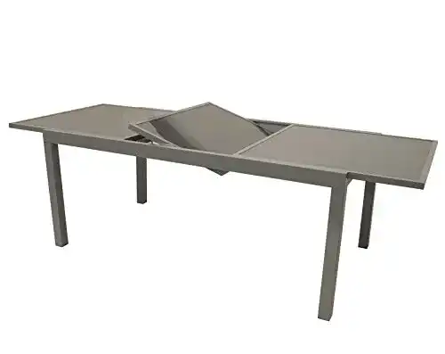 Ausziehtisch DEGAMO PISA 140/200x90cm, Aluminium + Glas
