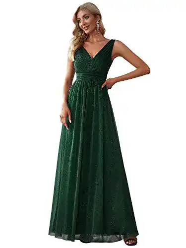 Abendkleid Ever-Pretty Damen V-Ausschnitt Ärmellos Hohe Taille