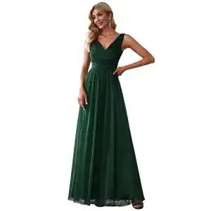 Abendkleid lang Ever-Pretty Damen V-Ausschnitt Ärmellos Hohe Taille