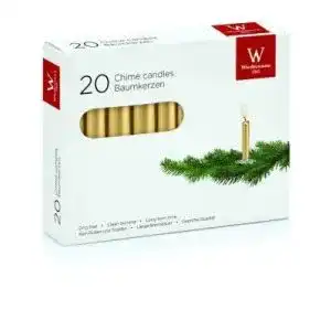 Eika-Kerzen Baumkerzen gelackt Gold, 96 x 13 mm, 20 Stück, Wiedemann
