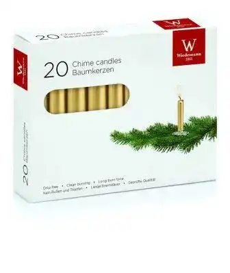 Eika-Kerzen Baumkerzen gelackt Gold, 96 x 13 mm, 20 Stück, Wiedemann