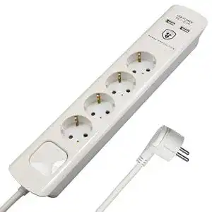 Steckdosenleiste mit Flachstecker FeinTech MD000433 4-fach