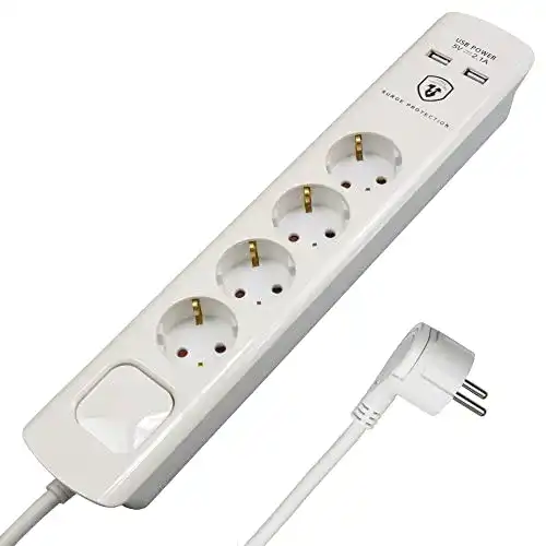Steckdosenleiste mit Flachstecker FeinTech MD000433 4-fach
