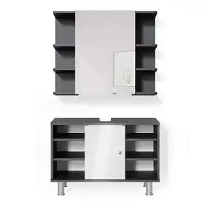 Badmöbel-Set Vicco Badmöbel Set Fynn, Anthrazit
