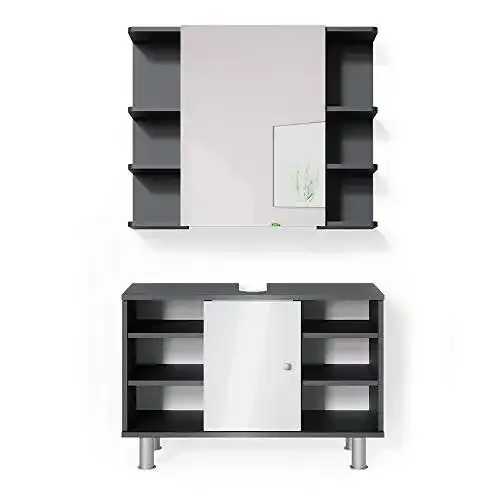 Badmöbel-Set Vicco Badmöbel Set Fynn, Anthrazit
