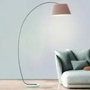 Bogenlampe Lightbox Stehleuchte mit elegantem Stoffschirm