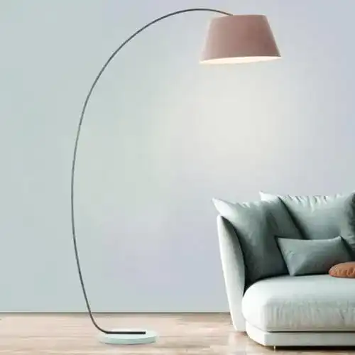 Bogenlampe Lightbox Stehleuchte mit elegantem Stoffschirm