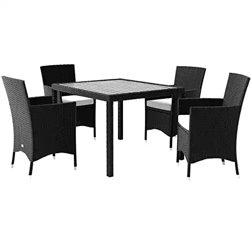 Gartenmöbel-Set Casaria Polyrattan Sitzgruppe 9 teilig Schwarz