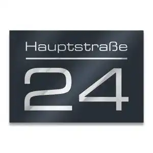 Hausnummer Metzler in Anthrazit mit Gravur RAL 7016