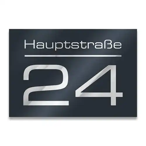 Hausnummer Metzler in Anthrazit mit Gravur RAL 7016