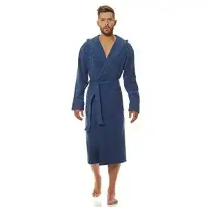 Bademantel Herren L&L 2104 Herren Bademantel mit Kaputze I lang I