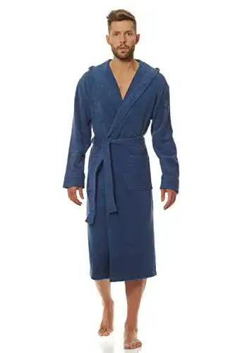 Bademantel Herren L&L 2104 Herren Bademantel mit Kaputze I lang I