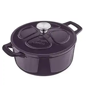 Gusseisen-Topf 24 cm Navaris Bratentopf Kochtopf 3,5l