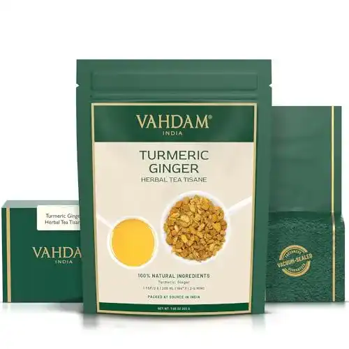 Ingwertee VAHDAM, Kurkuma-Ingwer-Kräutertee Loose Leaf, 200g