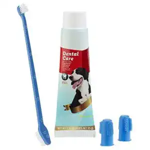 Hundezahnbürste Sweetypet : 4in1-Zahnpflege-Set, Zahnpasta