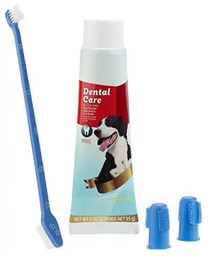 Hundezahnbürste Sweetypet : 4in1-Zahnpflege-Set, Zahnpasta