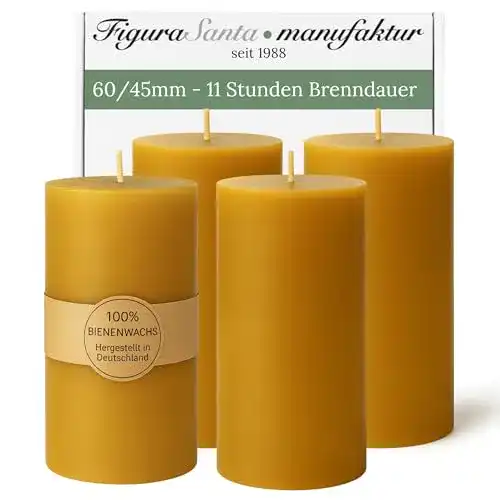 Adventskerzen Figura Santa 4 kleine Bienenwachs Stumpenkerzen