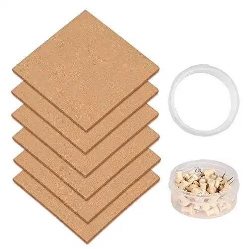 Korkplatten IZSUZEE Pinnwand Kork 6 Stück, Quadrat Korkplatte