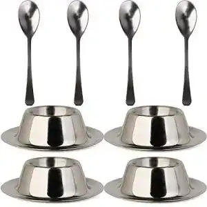 Eierbecher YellRin, Set aus Edelstahl mit Löffel