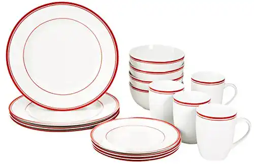 Die beste Geschirr Set Amazon Basics Geschirrset mit rotem Rand, 16-teilig 2026 Test Bestseller Geschirr Set Amazon Basics Geschirrset mit rotem Rand, 16-teilig