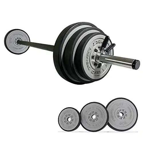 Langhantel TrainHard 20 kg Hantelset, Kunststoff Set, Hantelstange