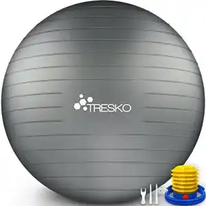 Gymnastikball TRESKO mit GRATIS Übungsposter inkl. Luftpumpe – Yogaball BPA-Frei | Sitzball Büro
