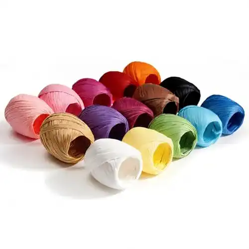 Bast Goodma Raffia-Papierband, Set, 15 Rollen, 15 Farben