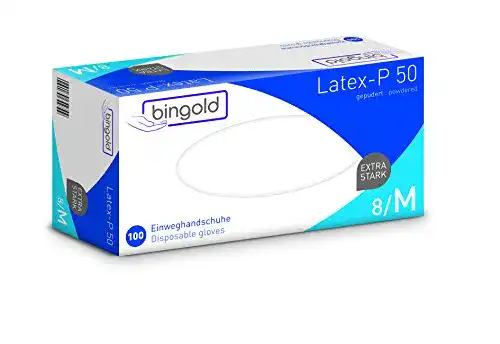 Einmalhandschuhe (M) BINGOLD Einweghandschuhe Latex-P 50