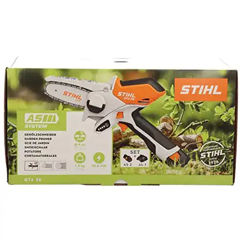 Die beste Mini-Kettensäge Stihl Akku-Gehölzschneider GTA 26 Set mit Akku 2026 Test Bestseller Mini-Kettensäge Stihl Akku-Gehölzschneider GTA 26 Set mit Akku