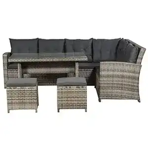 Gartenmöbel-Set Juskys Polyrattan Santa Catalina Beige-Grau